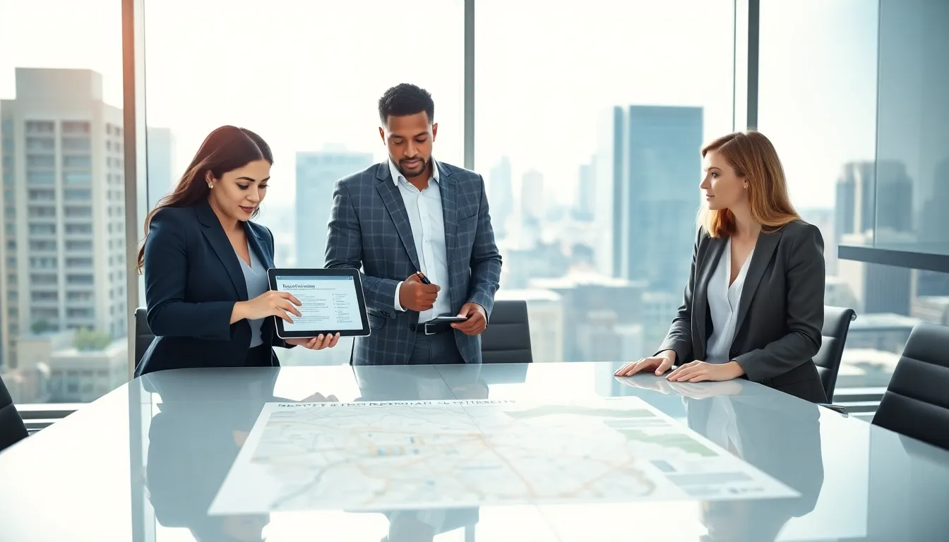 diverse group discussing first-time renting tips in a modern office.