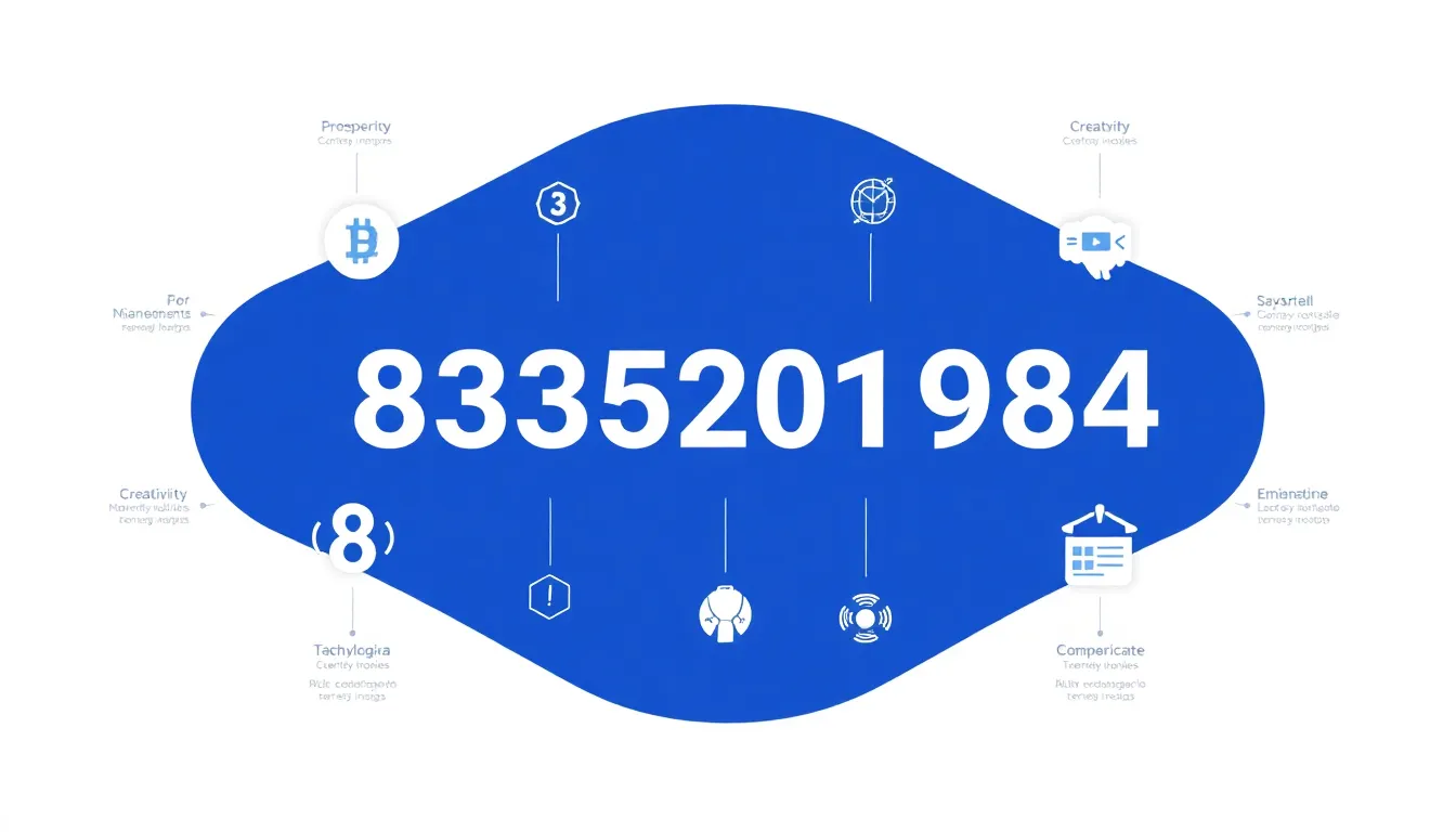 Infographic displaying the number 8335201984 with cultural and mathematical interpretations.