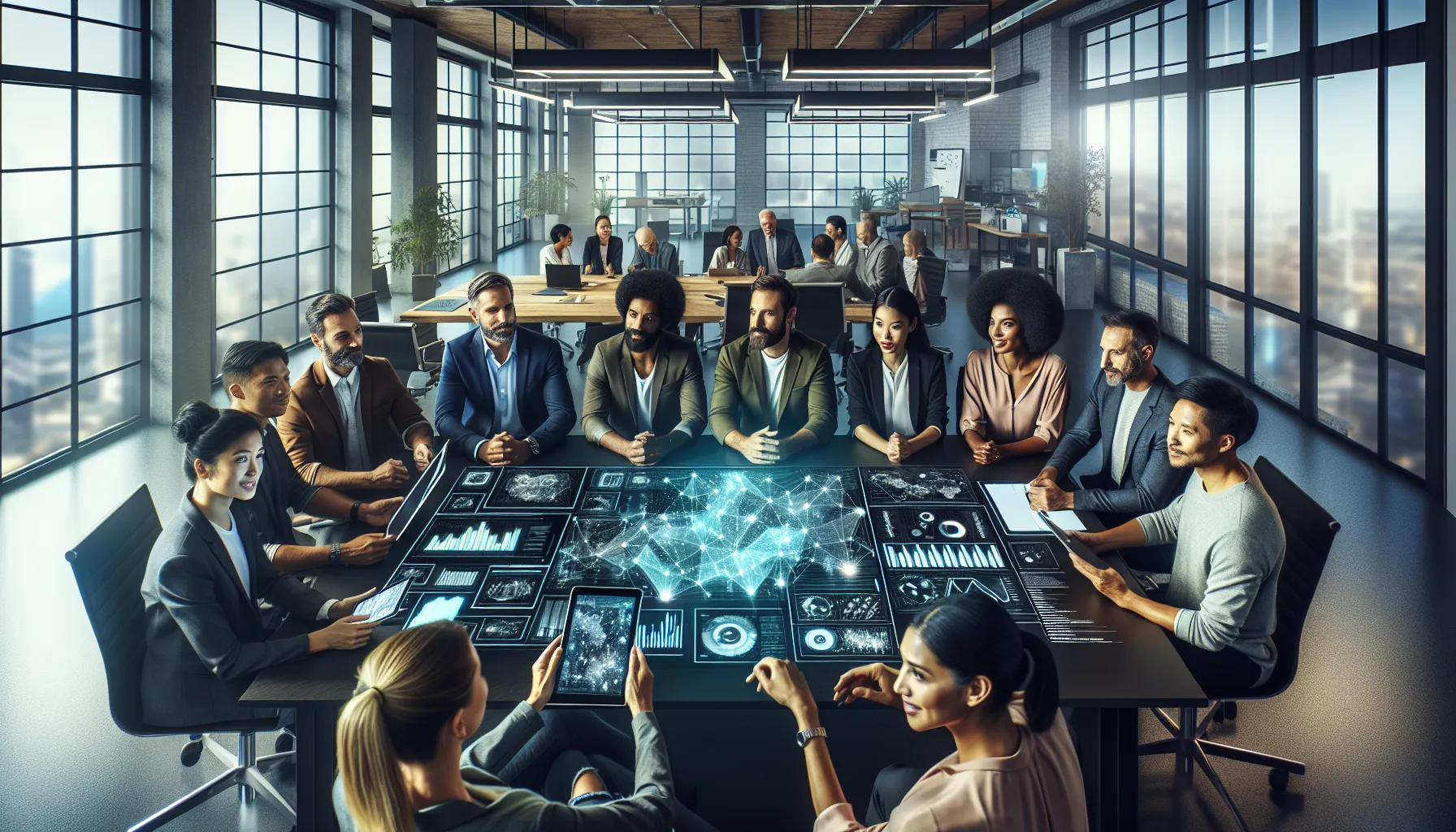 diverse team brainstorming about future data management innovations.