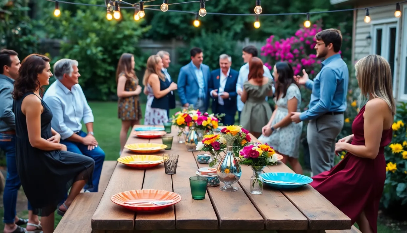 a cozy backyard gathering for a thrifty event.