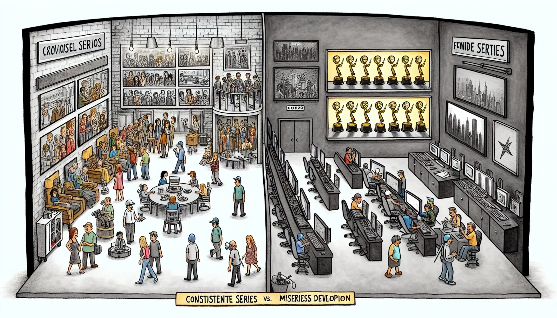 A creative studio depicting both TV series and miniseries production.