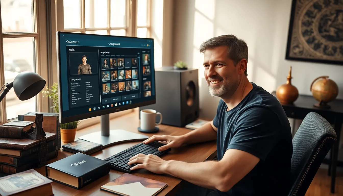 a man creating a character using CK2Generator on his computer.