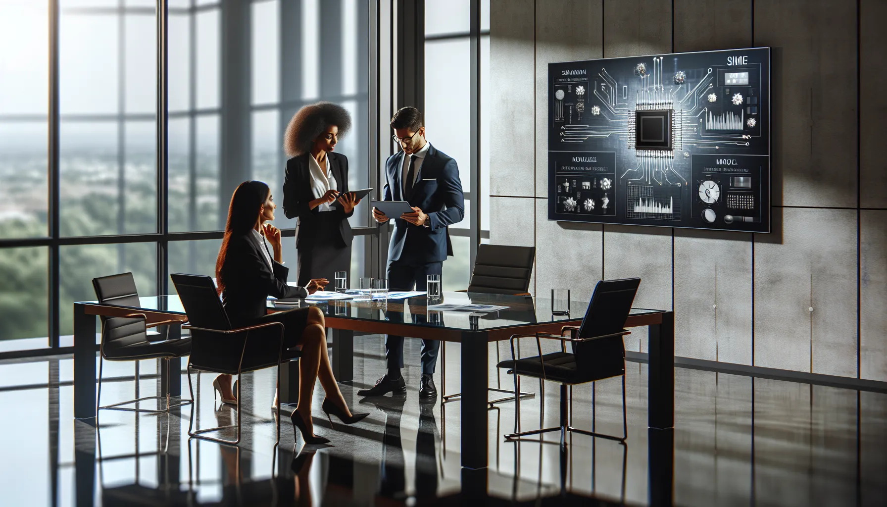 professionals discussing the benefits of Sim980216fq8 module in an office.