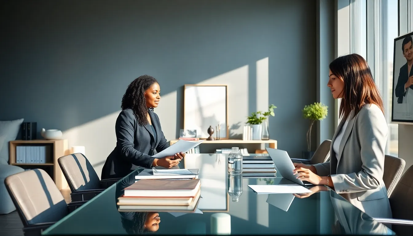 diverse lawyers collaborating in a modern office.
