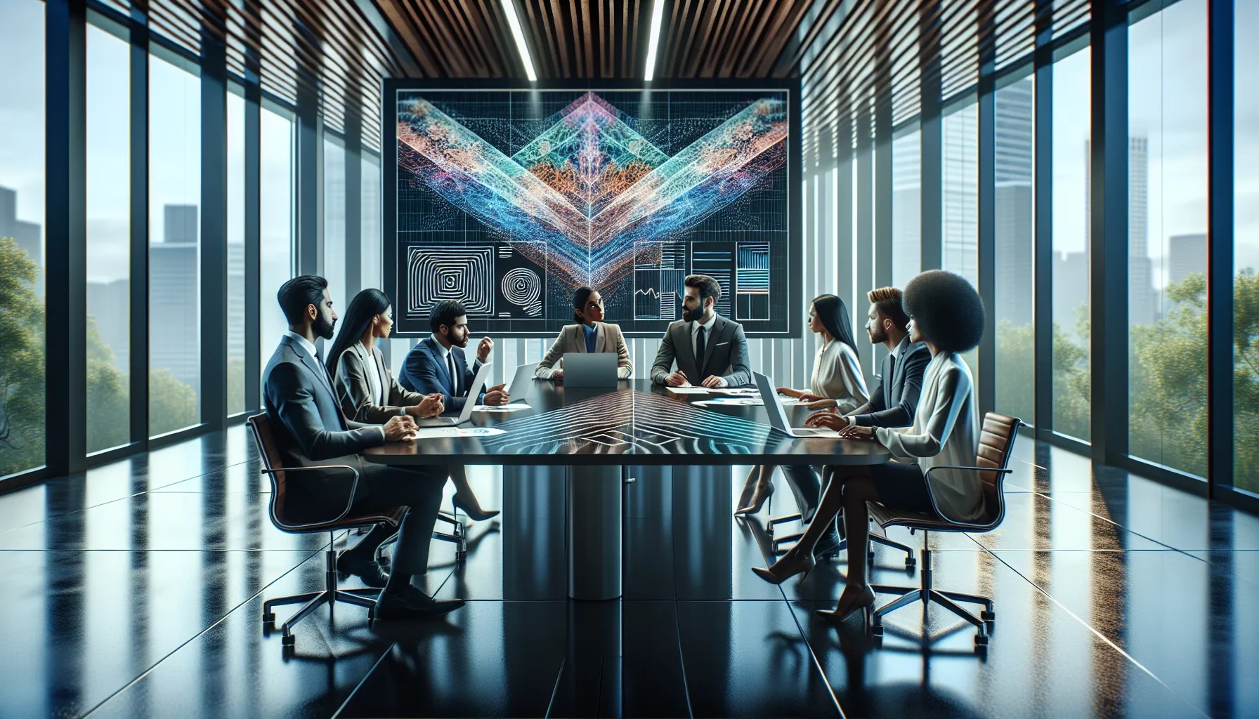 diverse professionals discussing psychological responses to repetition in a modern office.