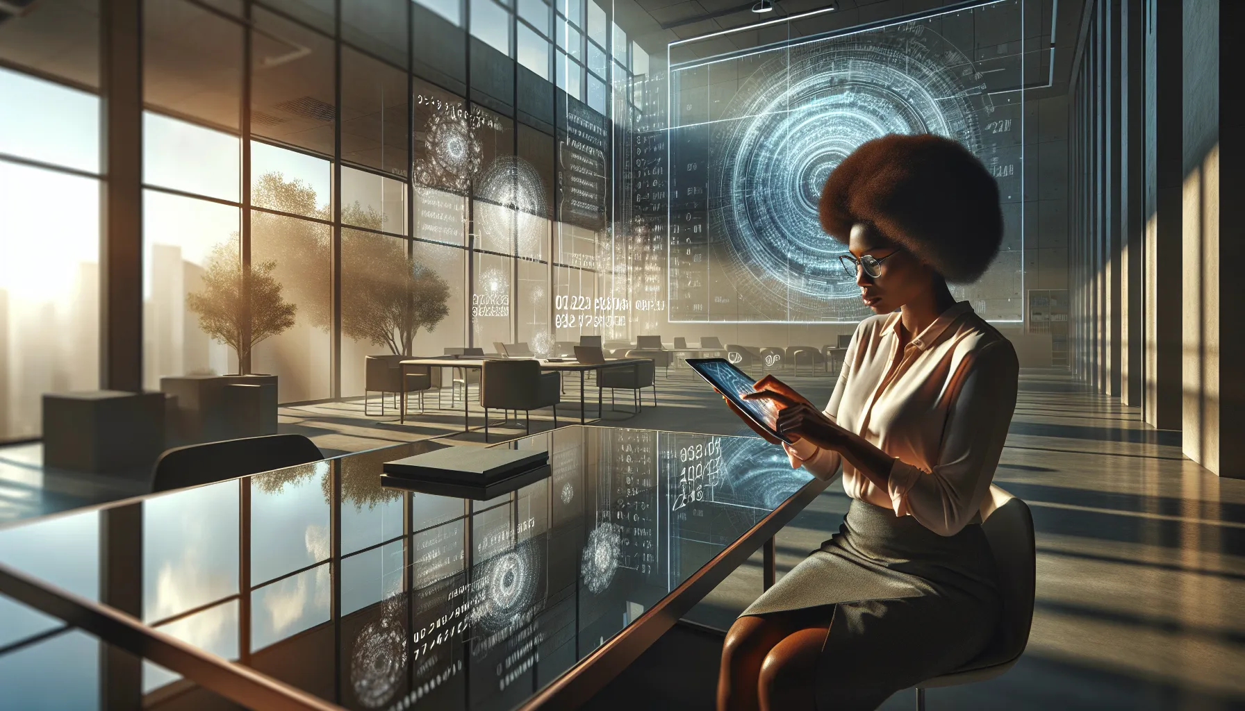 professional examining numerical sequences in a modern office.