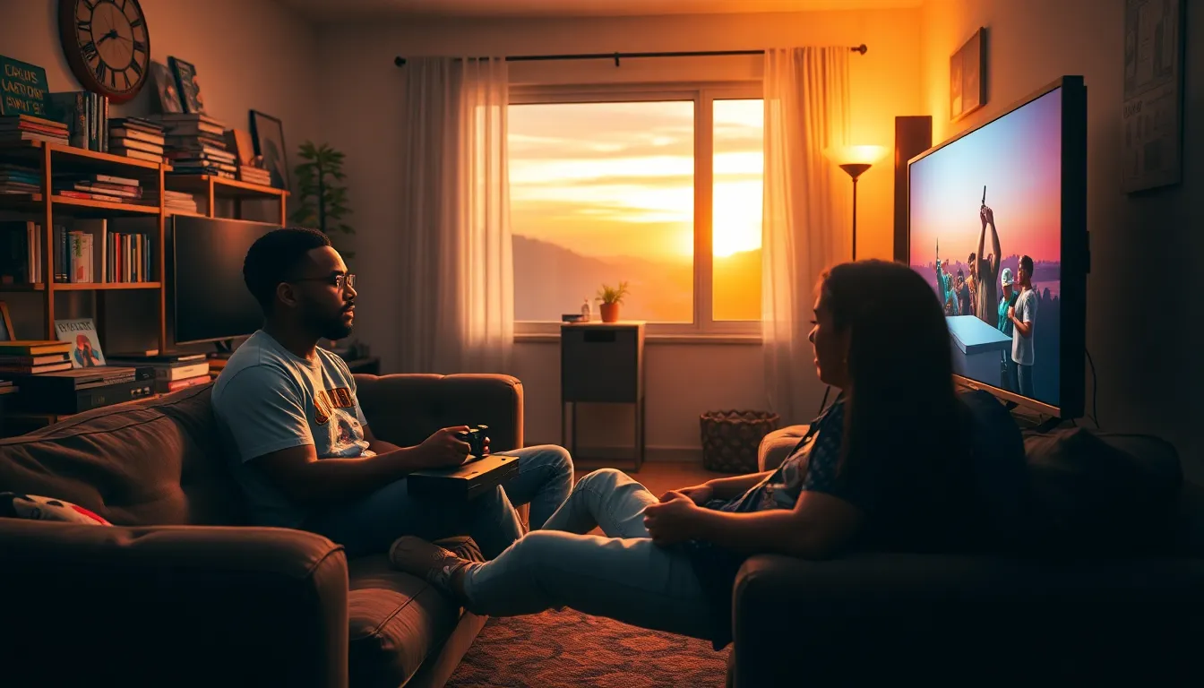 A young man playing a retro console in a modern gaming room.