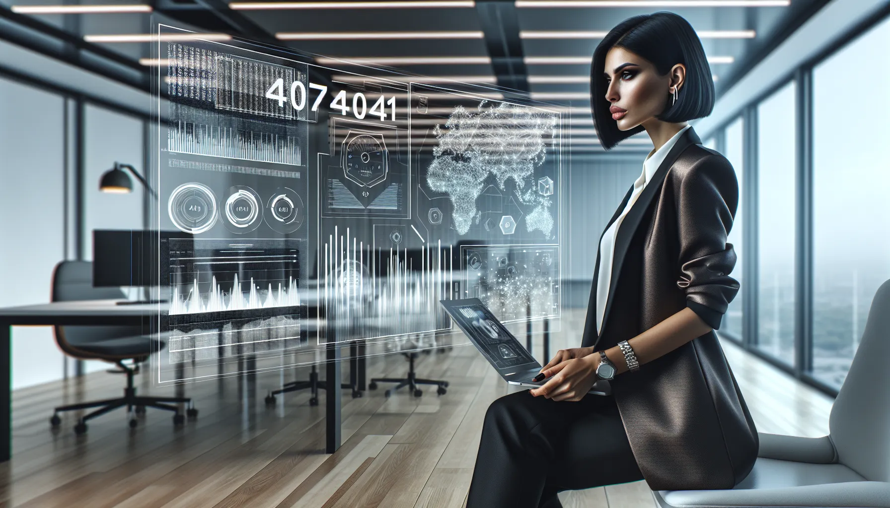 professional analyzing data in a modern office setting.