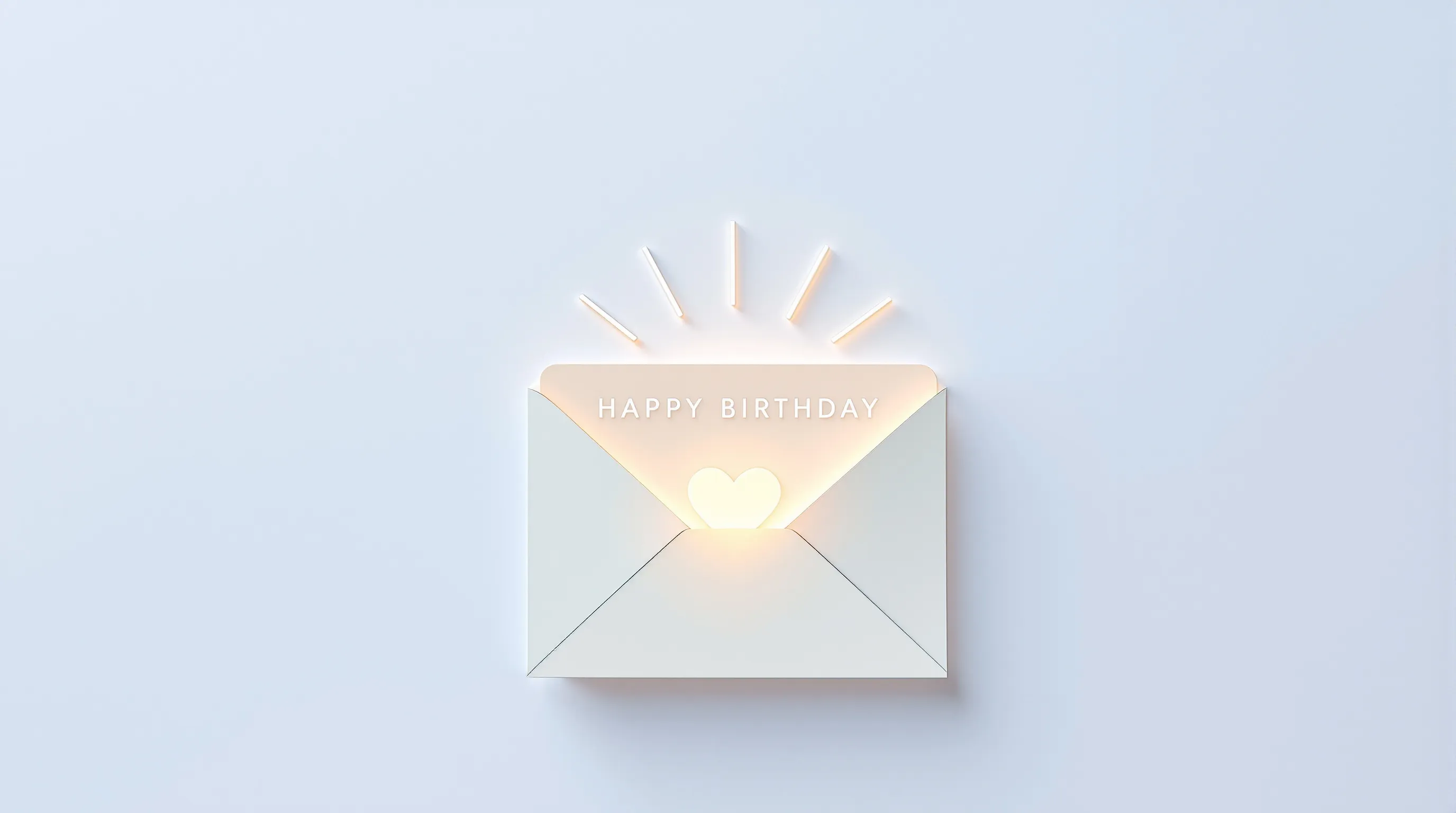 a simple birthday card with a heart icon on a plain background