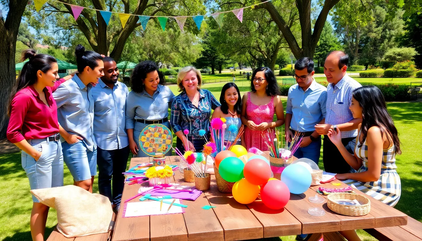 diverse group planning a budget-friendly outdoor event.