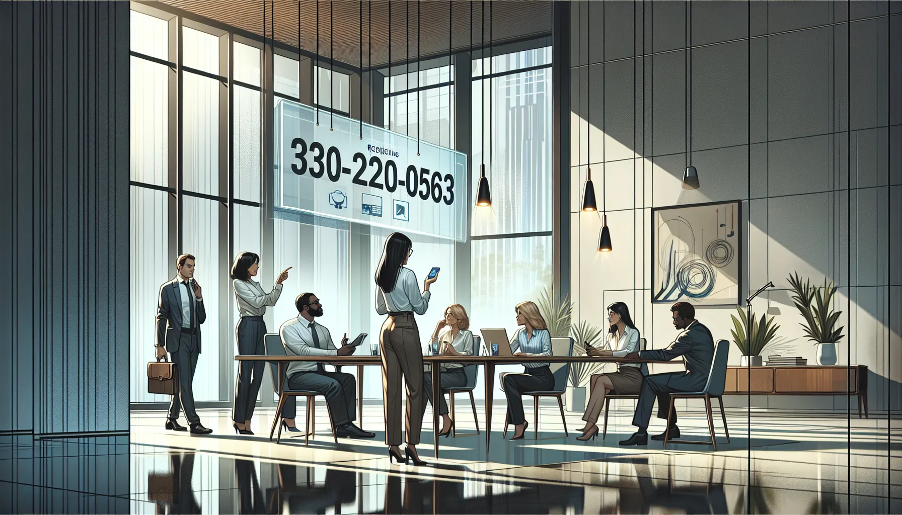 professionals discussing the significance of a phone number in a modern office.