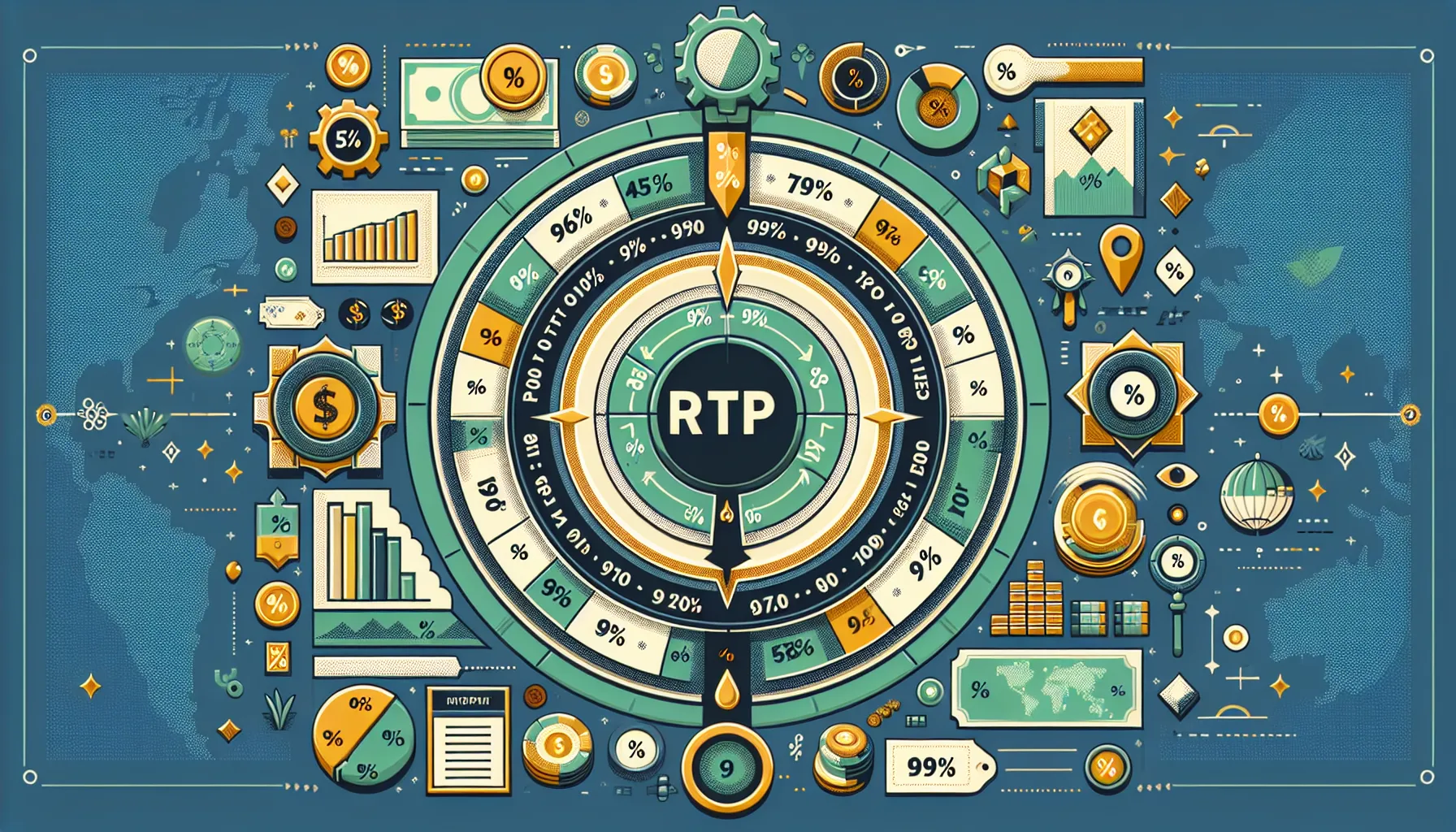 Infographic explaining the concept of RTP in casino games.