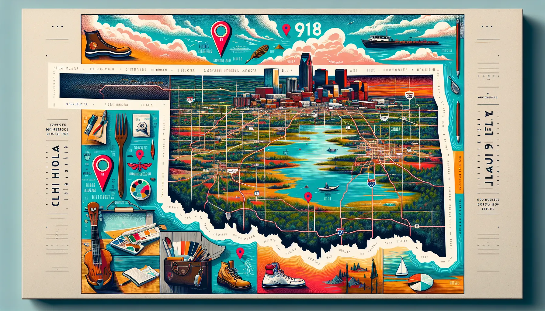 Stylized map highlighting the 918 area code in northeastern Oklahoma.