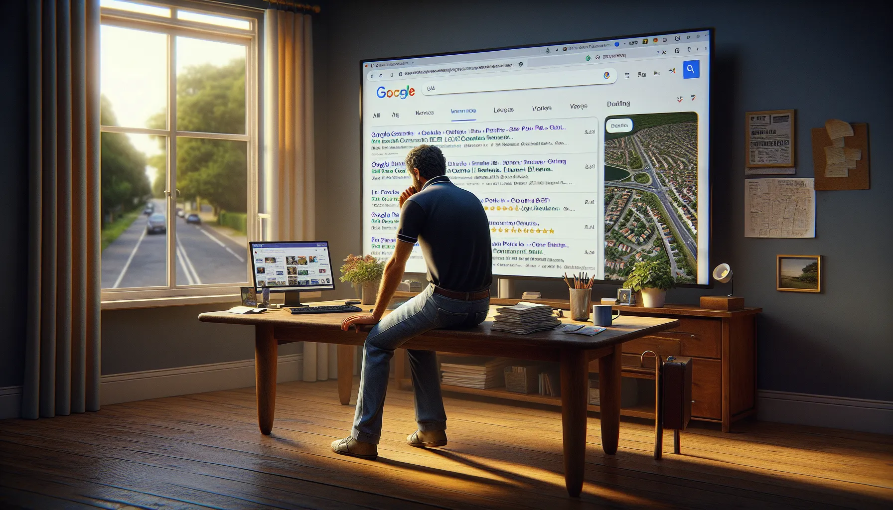 SEO consultant in Coubron showing Google local results to a concerned business owner.