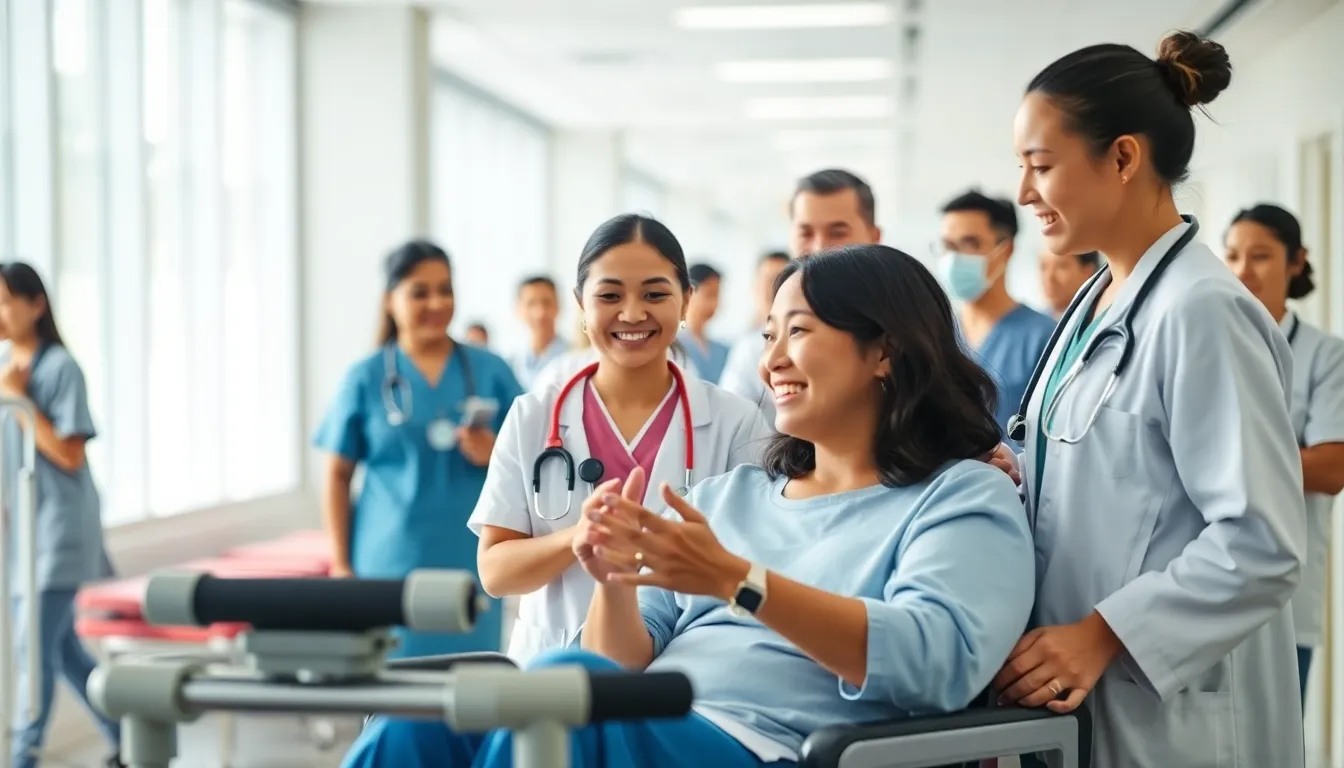 COTA assisting a patient in a modern hospital setting.