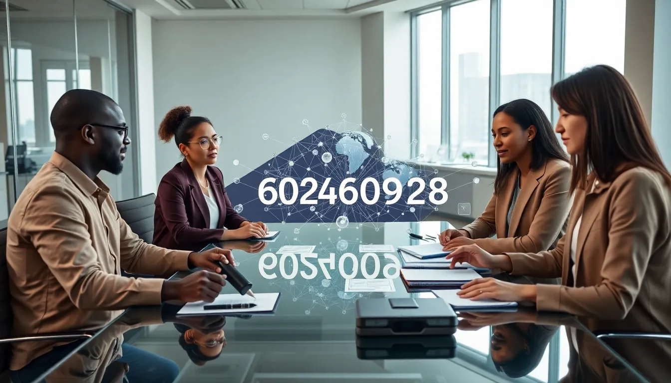 professionals analyzing data related to 6026009628 in a modern office.