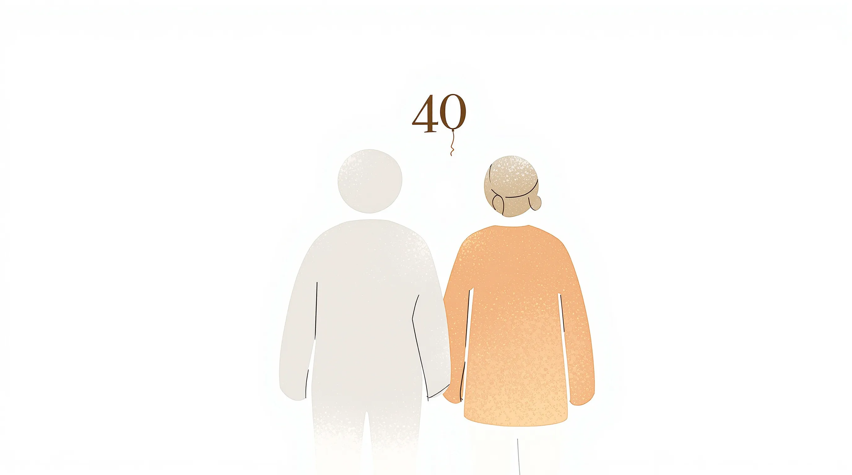 Two simple silhouettes standing together with number 40 on clean white background.