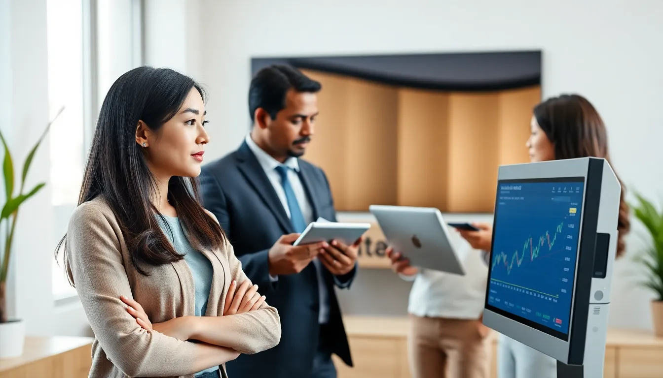 diverse team in a modern office working on cryptocurrency trading.