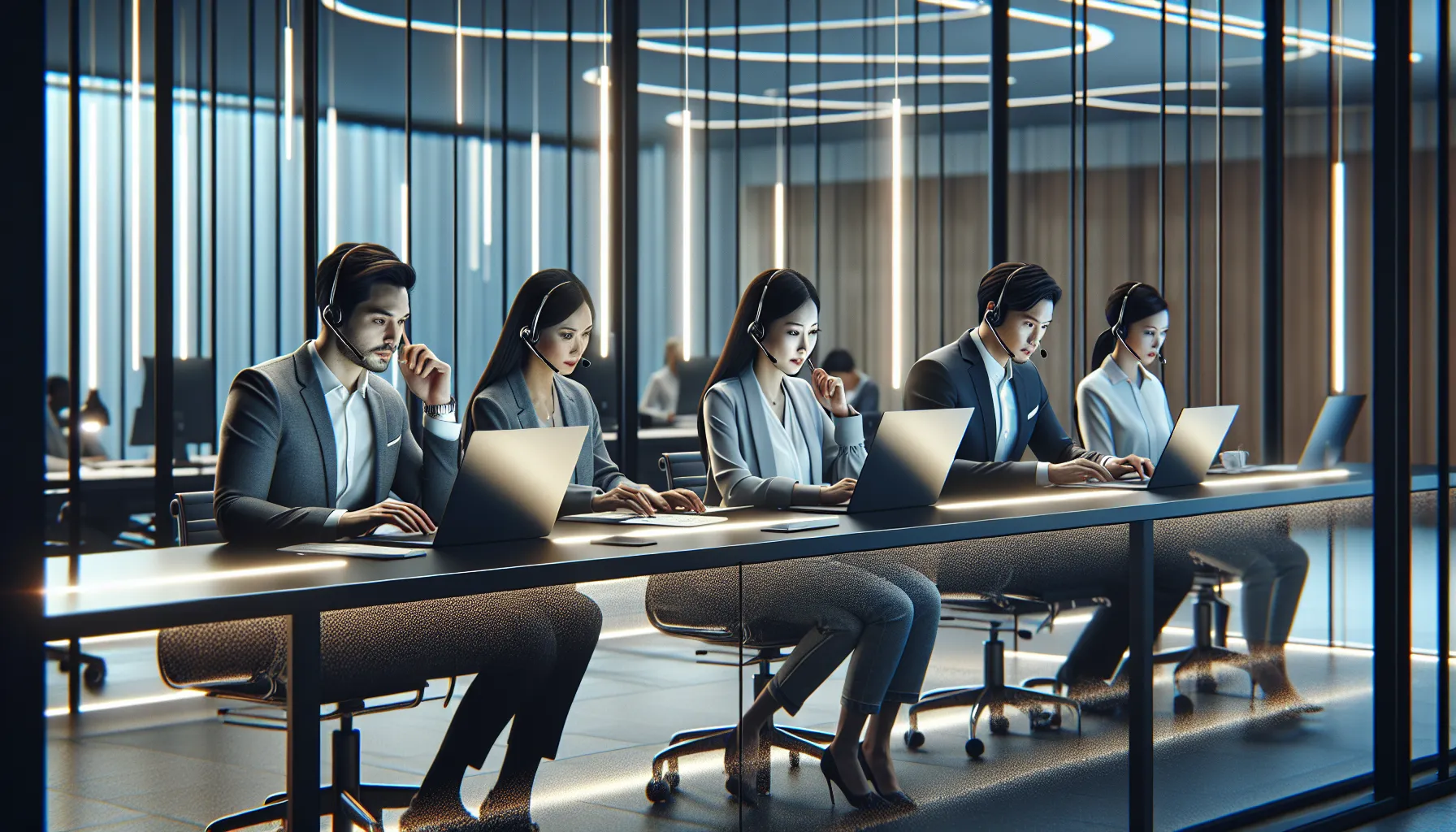 diverse team in a modern office discussing customer service solutions.