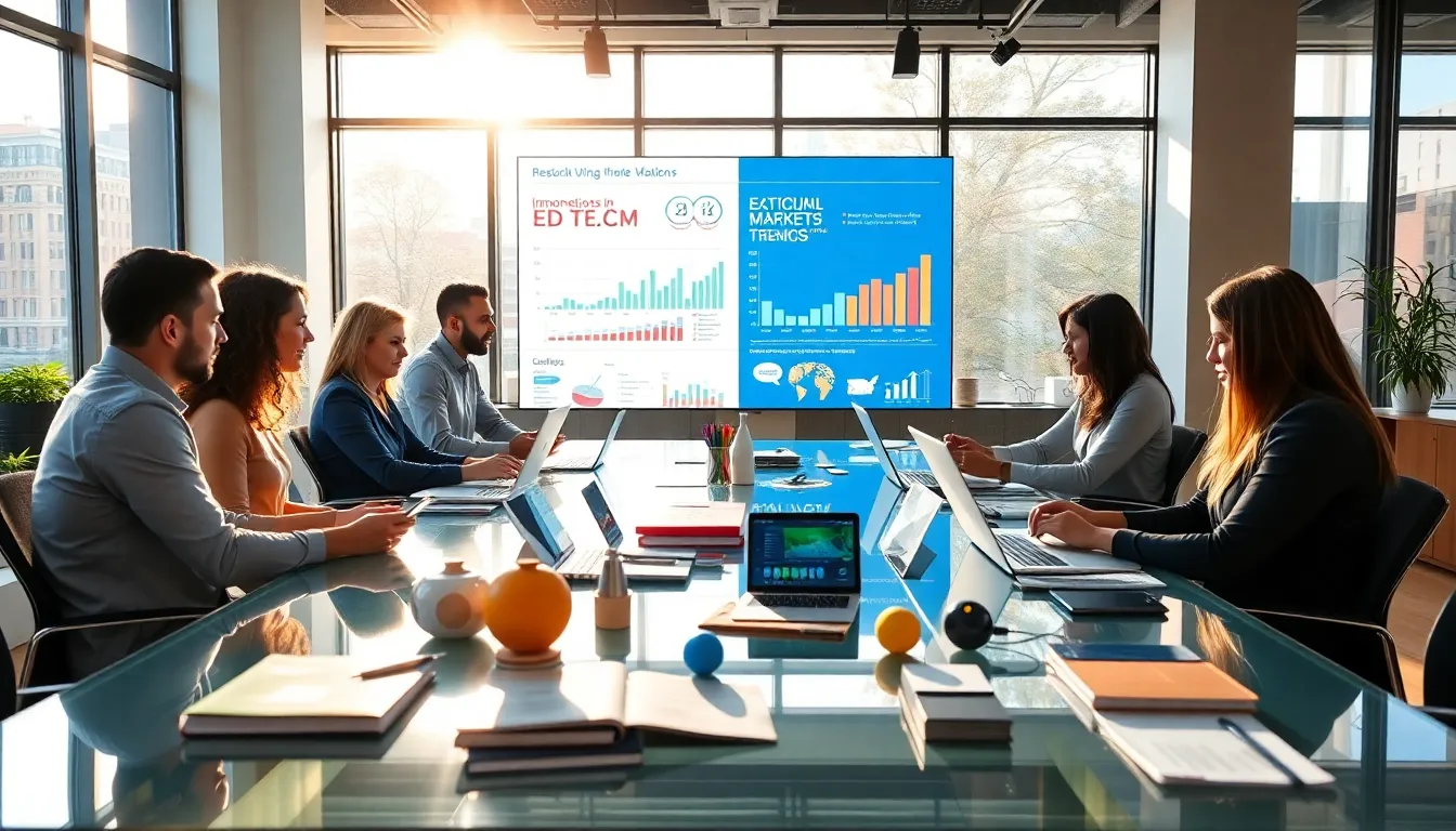 team of professionals collaborating on EdTech software development.