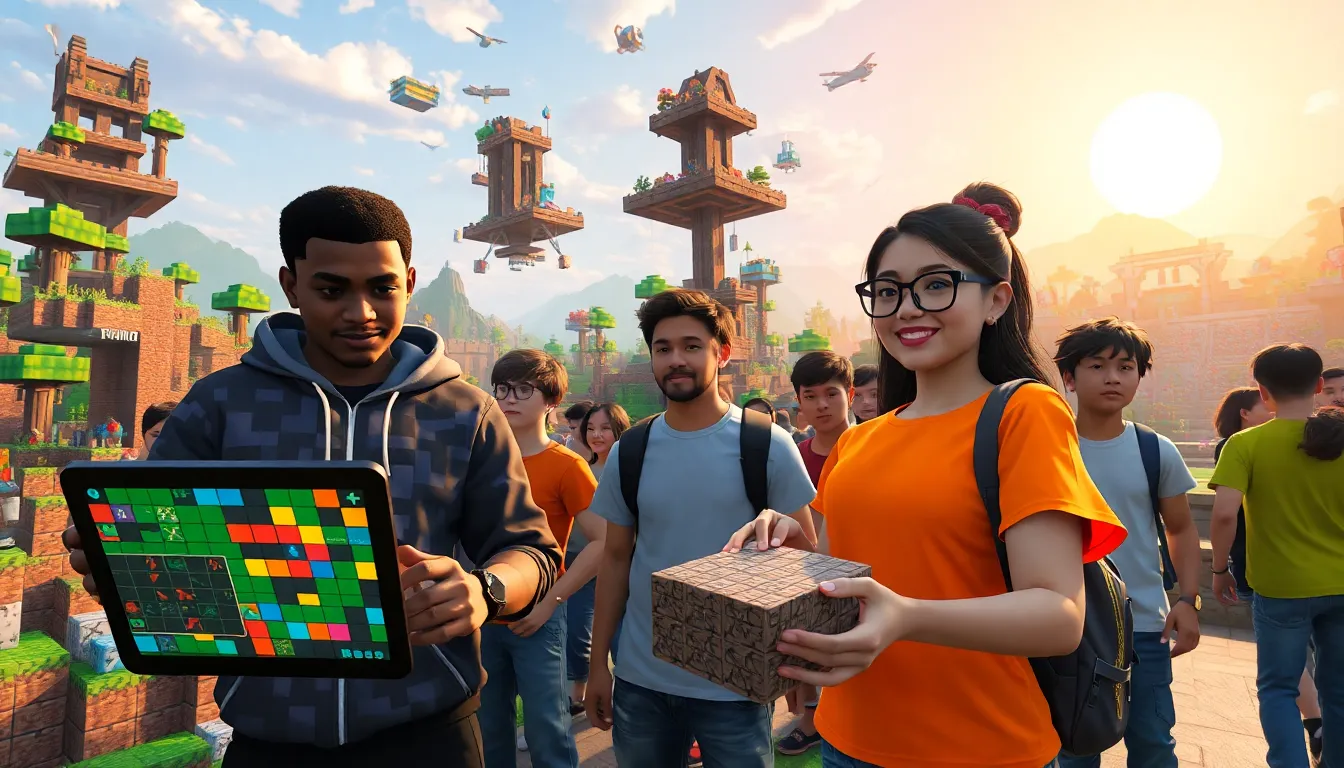a diverse group of players creating games in the Minecraft universe.