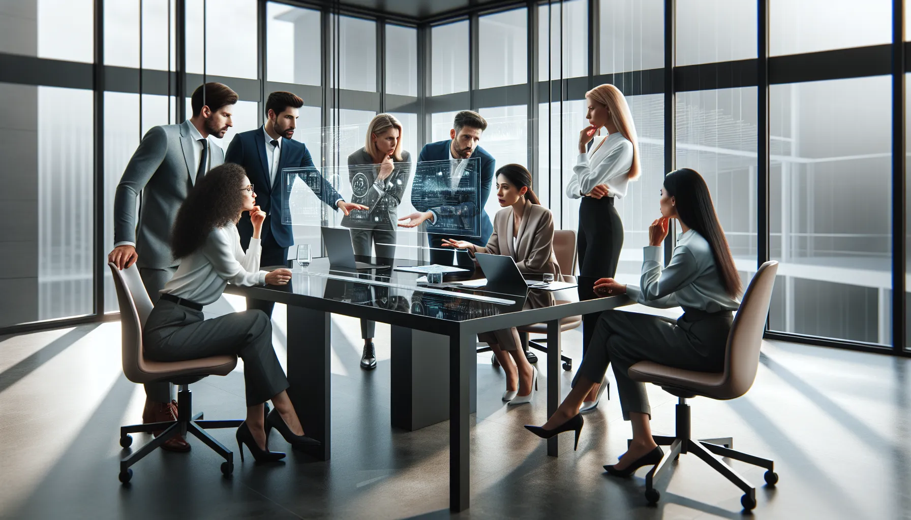 diverse team discussing challenges of implementing bal1l2 technology.