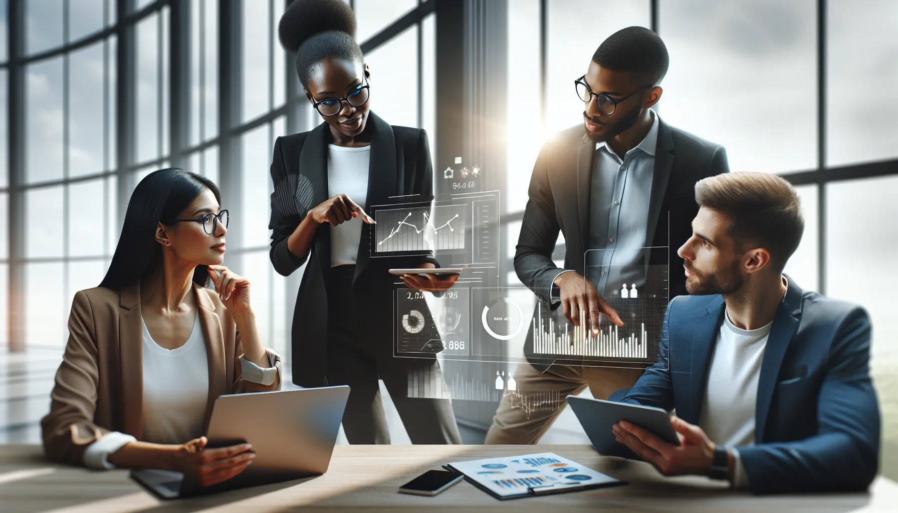 IT professionals discussing data management challenges in a modern office.