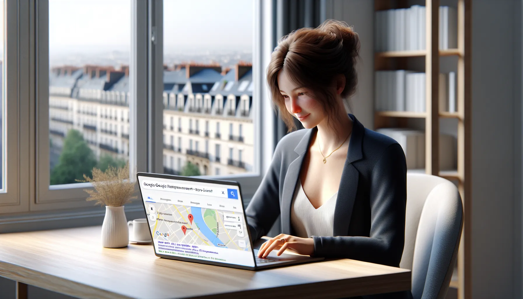 Small business owner in Ivry-sur-Seine viewing local SEO results on Google.