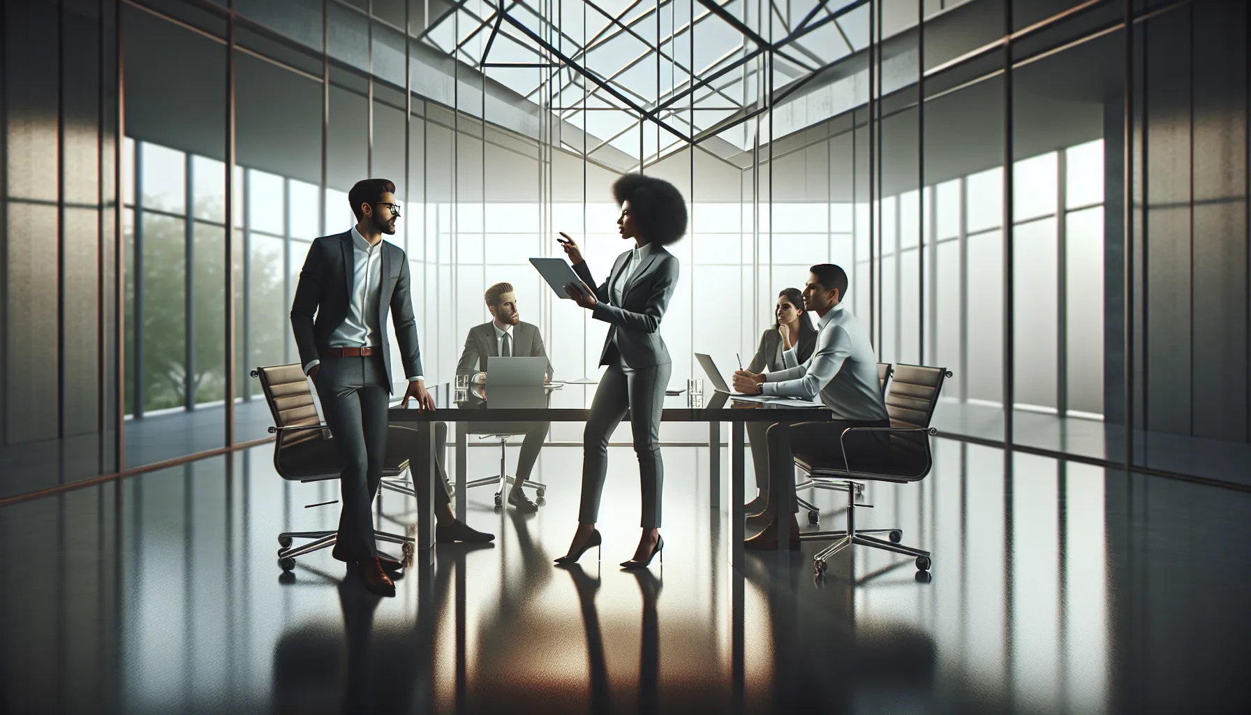 diverse team discussing the concept of arieesonig in a modern office.