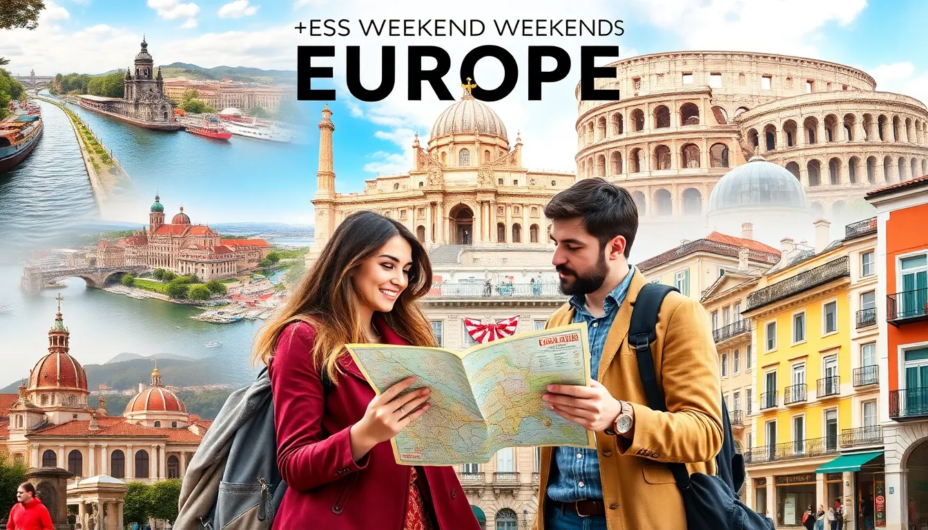 diverse travelers planning weekend trips to popular European cities.