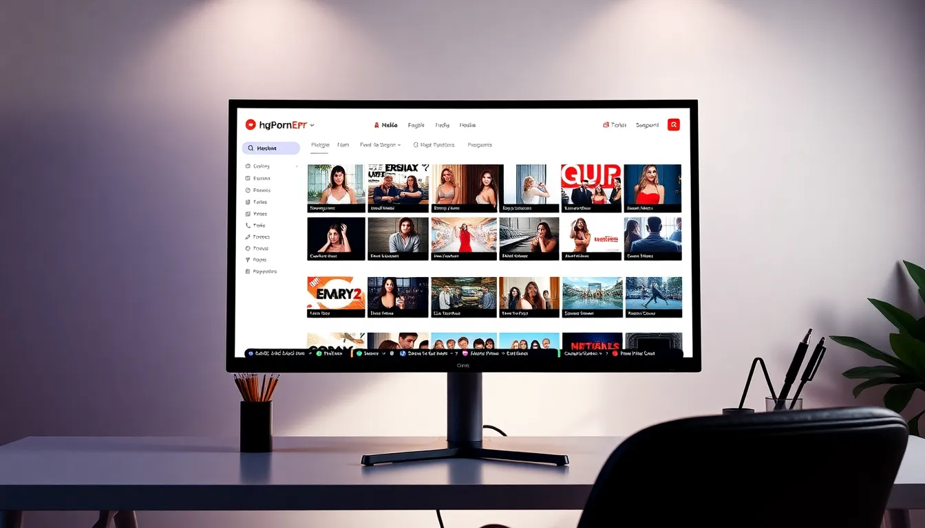 digital interface displaying HqPornErr adult content platform.