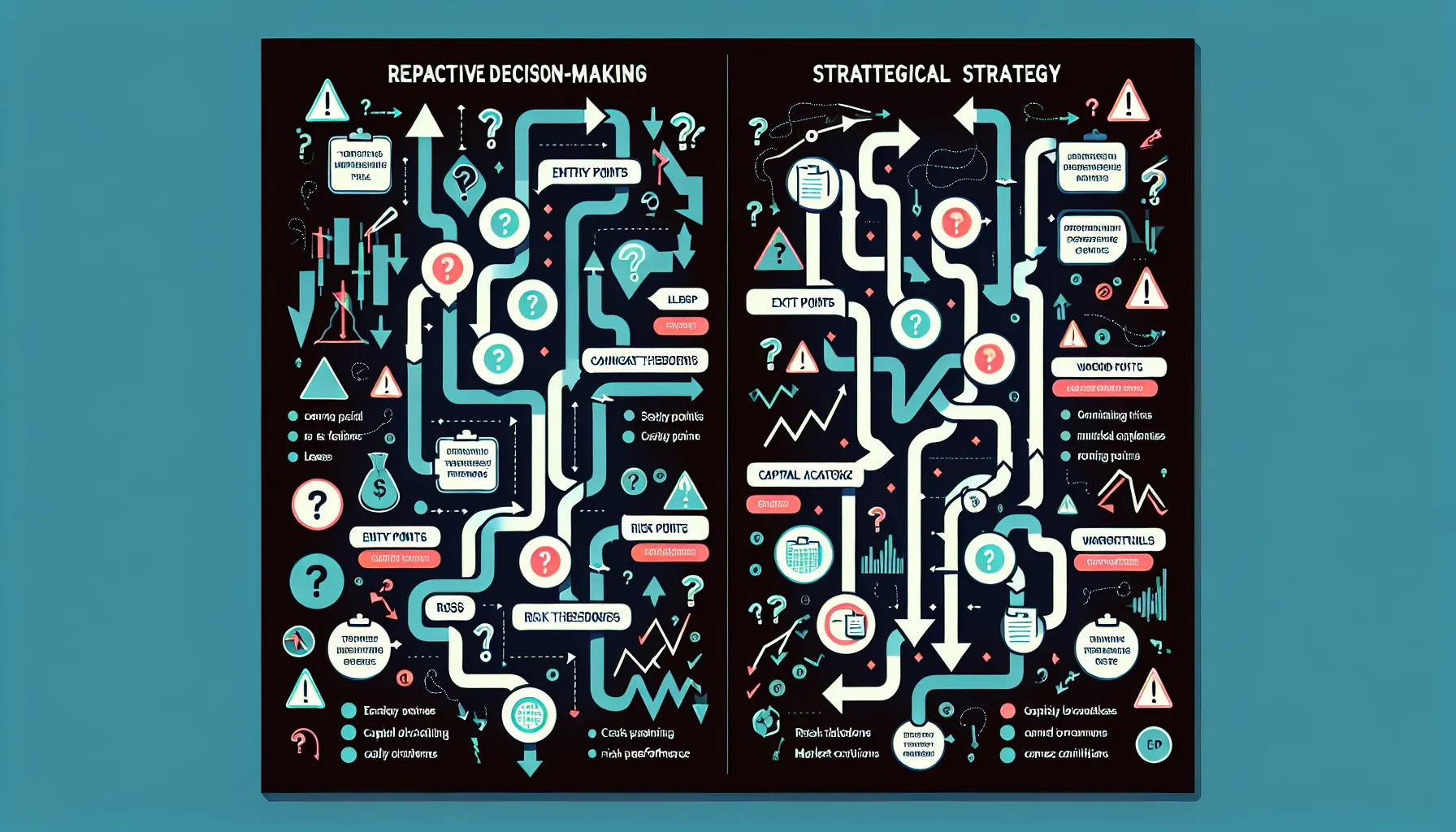 Flowchart contrasting impulsive trading chaos with structured strategy leading to consistent performance.