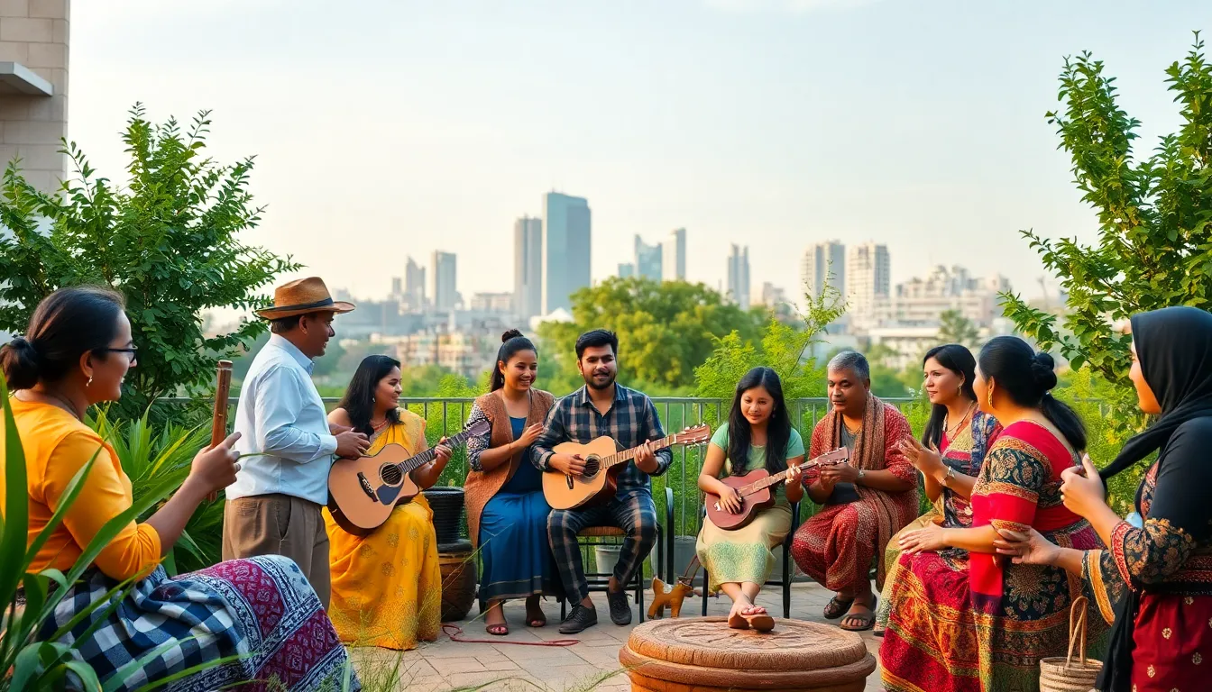diverse community gathering celebrating Кбаловл traditions in an outdoor setting.