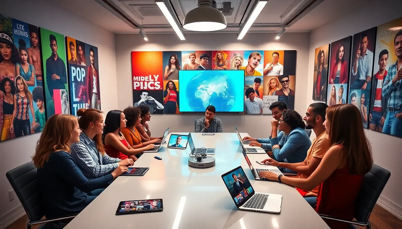 diverse professionals engaging in a pop culture quiz in a modern office.