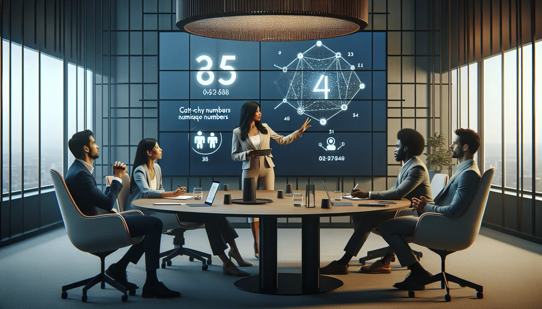 diverse team discussing the impact of memorable numbers in marketing.