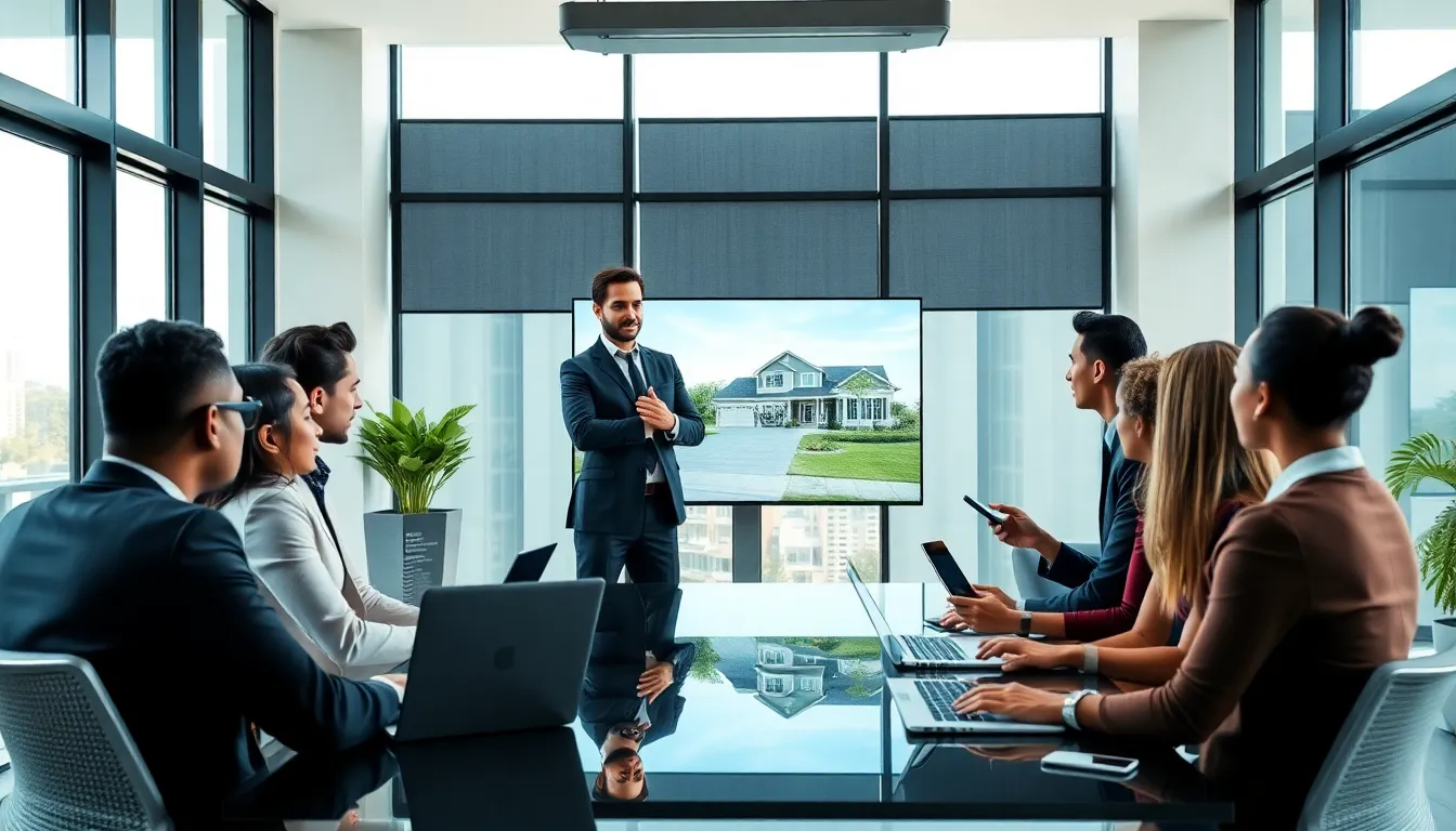 Vryntharion Krylos presenting in a modern office with a diverse team.