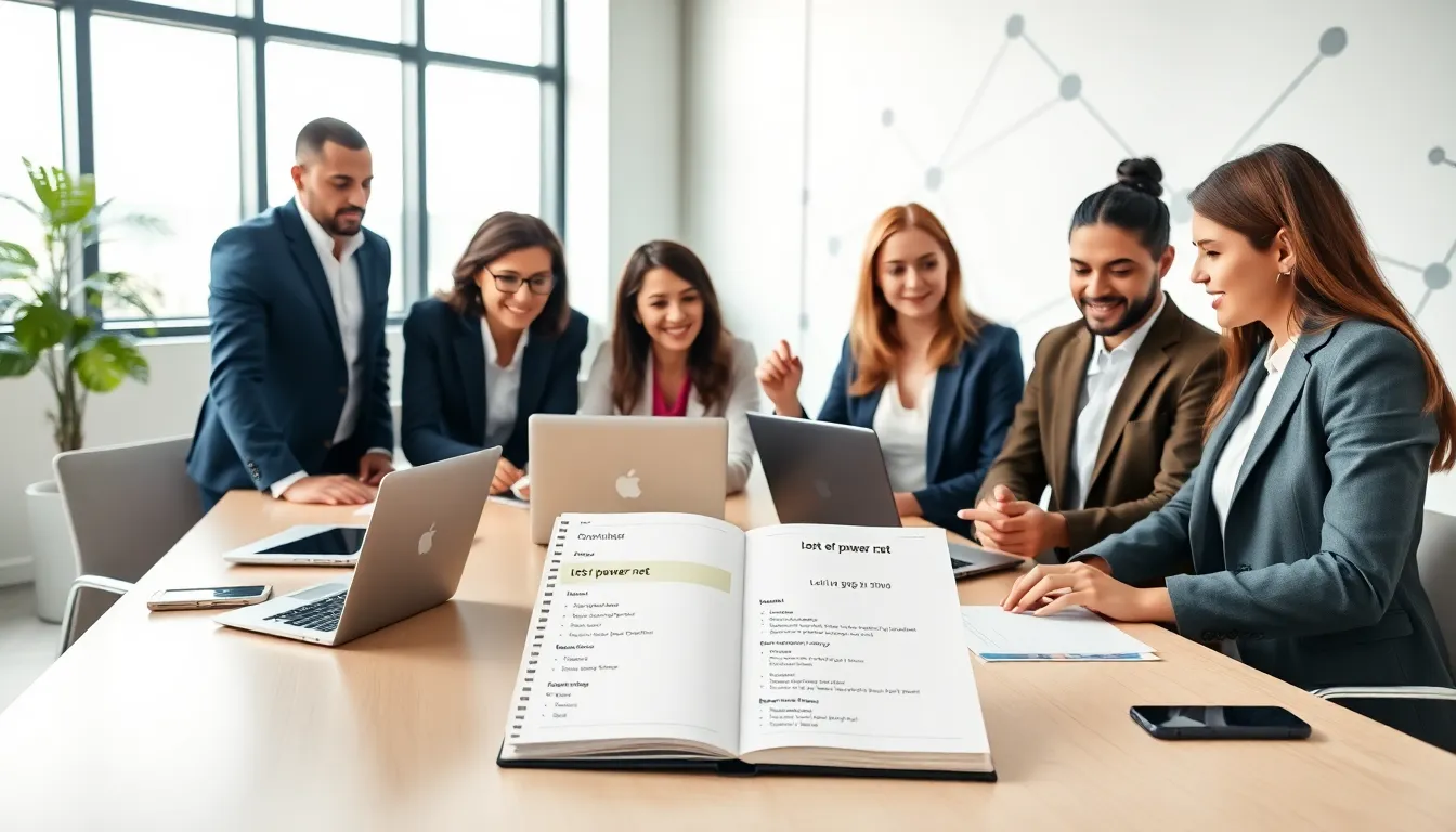 diverse team discussing solutions in a modern office.