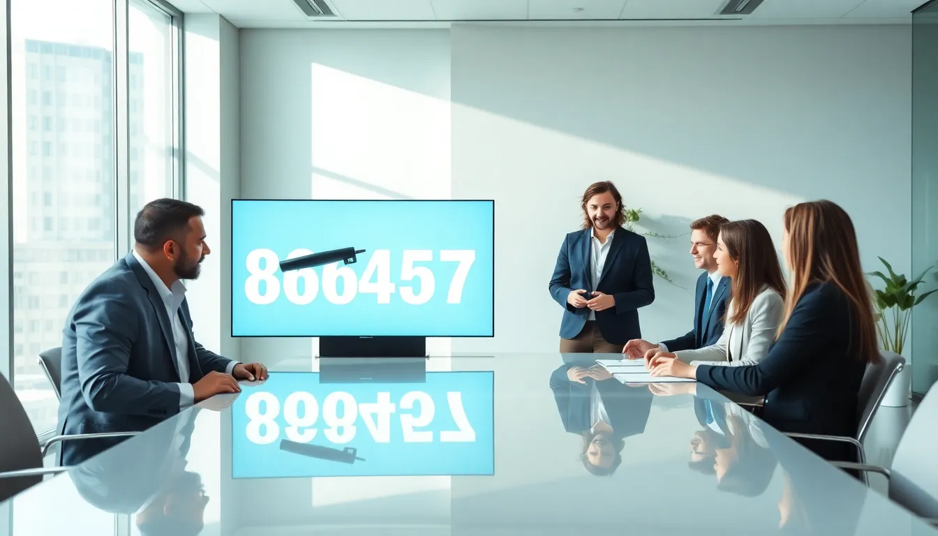 diverse team discussing the significance of a phone number in an office.