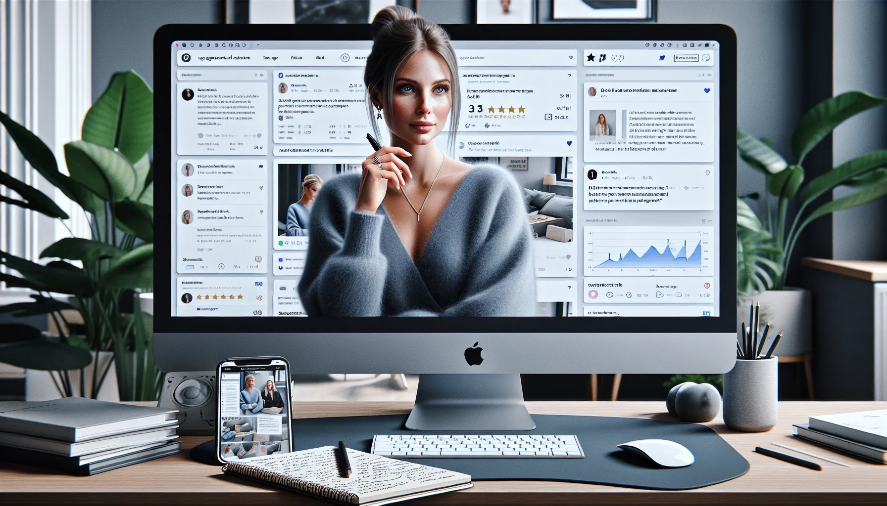 Norwegian marketer analyzes user-generated reviews and comments on a screen for seo.