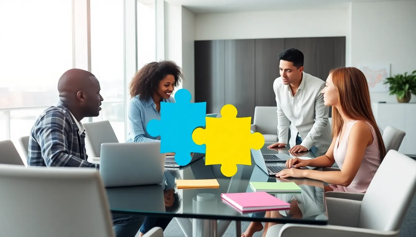 diverse team discussing relationship misconceptions in a modern office.