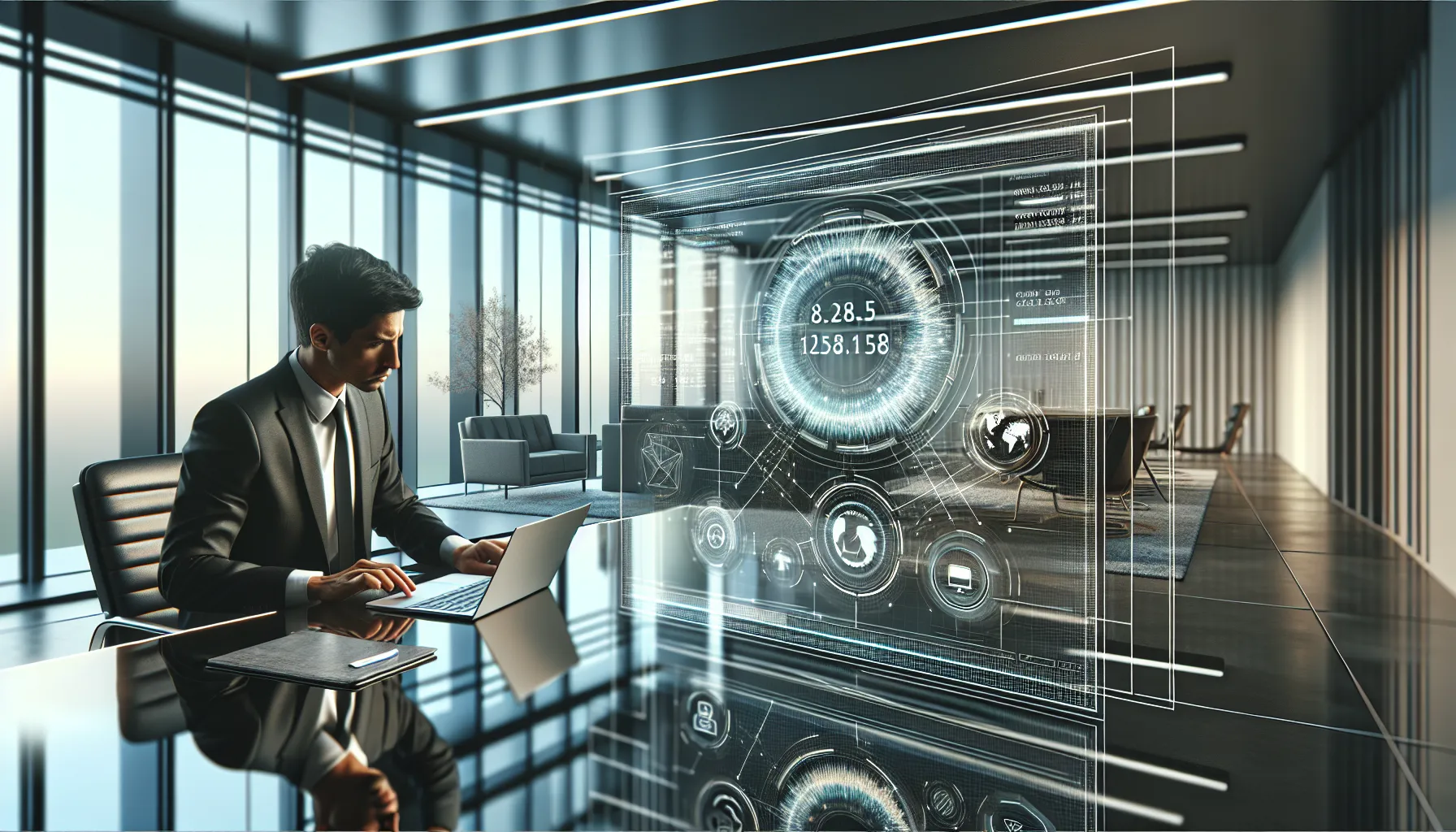 professional discussing IP address in a modern office setting.