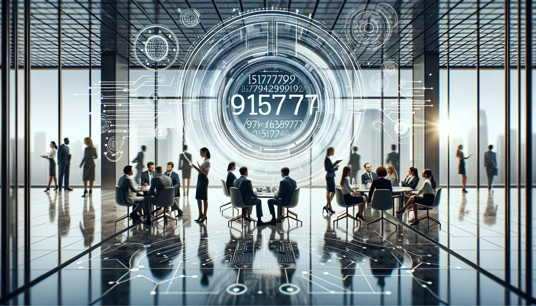 professionals analyzing a number in a modern office setting.