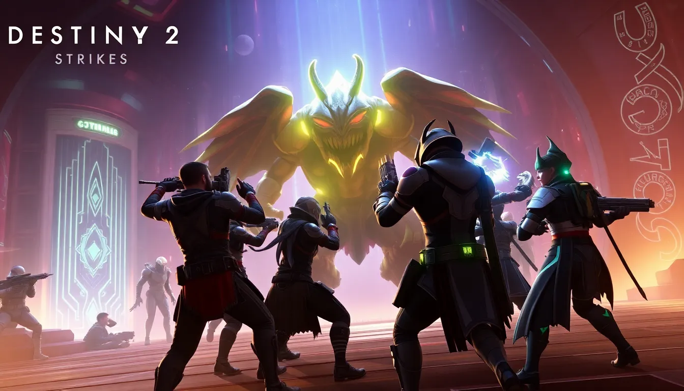 Guardians battling a boss in a Destiny 2 Nightfall Strike.