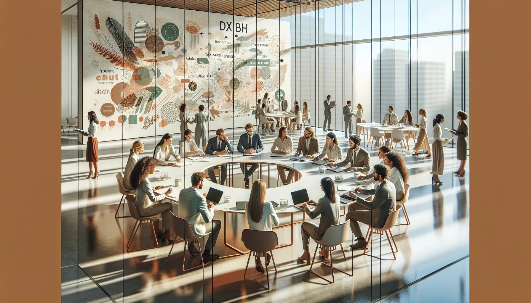 diverse professionals discussing ideas in a modern office.