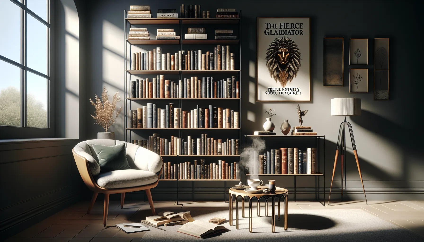 cozy reading nook with Sarah J. Maas books displayed on a shelf.