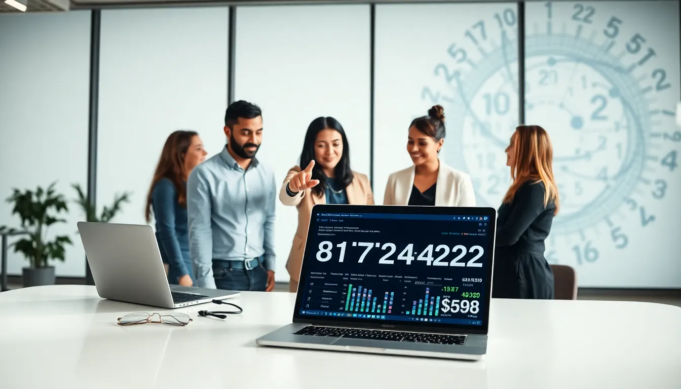 professionals analyzing numerical data in a modern office.