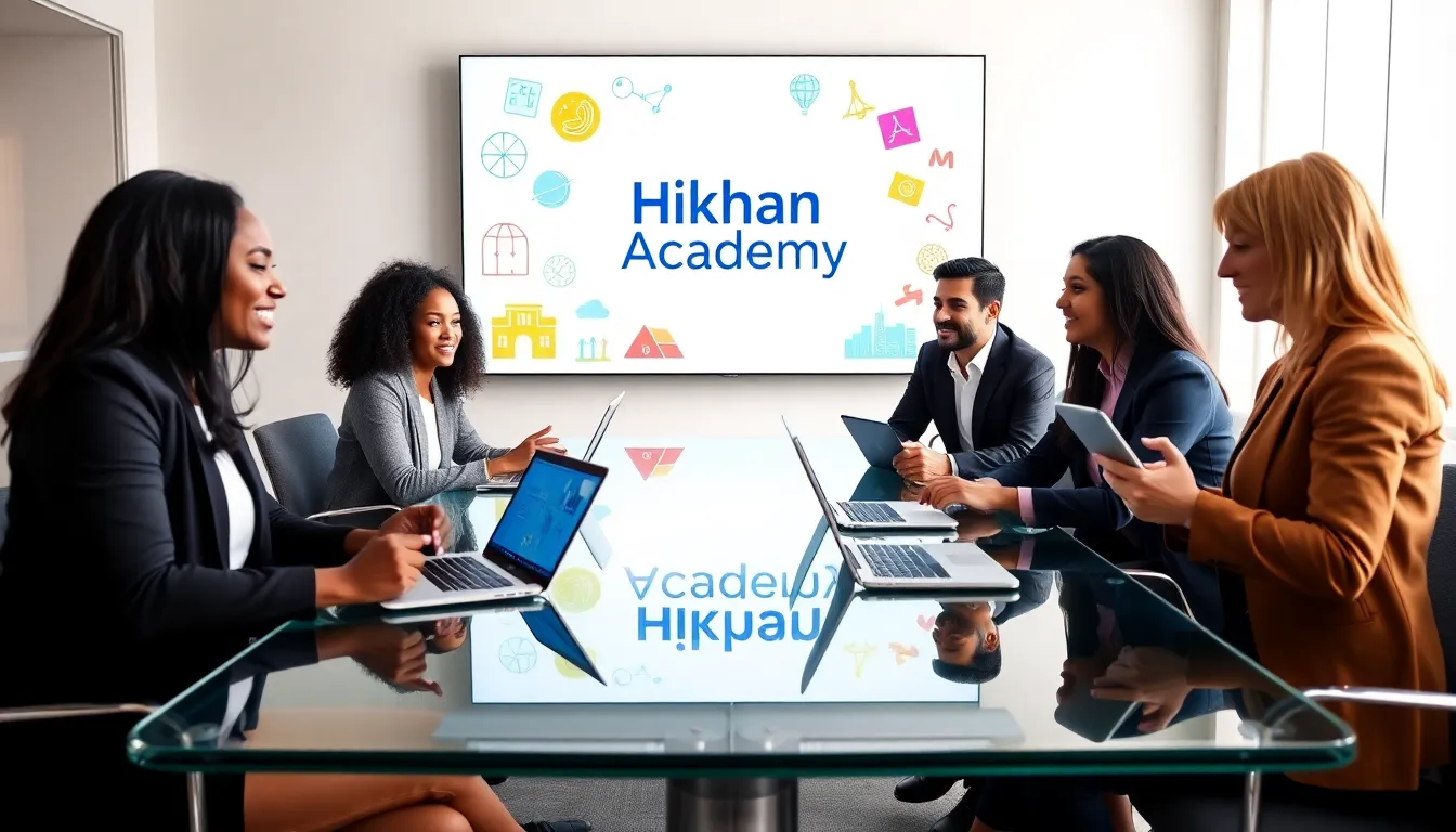 diverse professionals collaborating in a modern educational workspace.