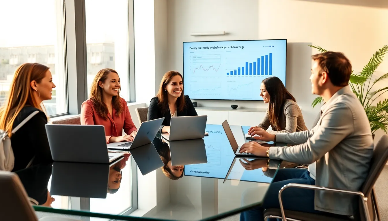 diverse team collaborating in a modern office setting.