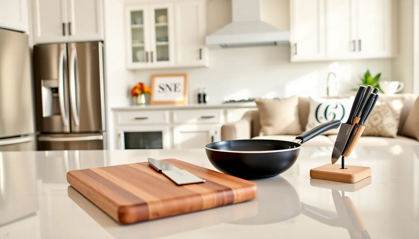 modern kitchen with practical gift ideas for new homeowners.