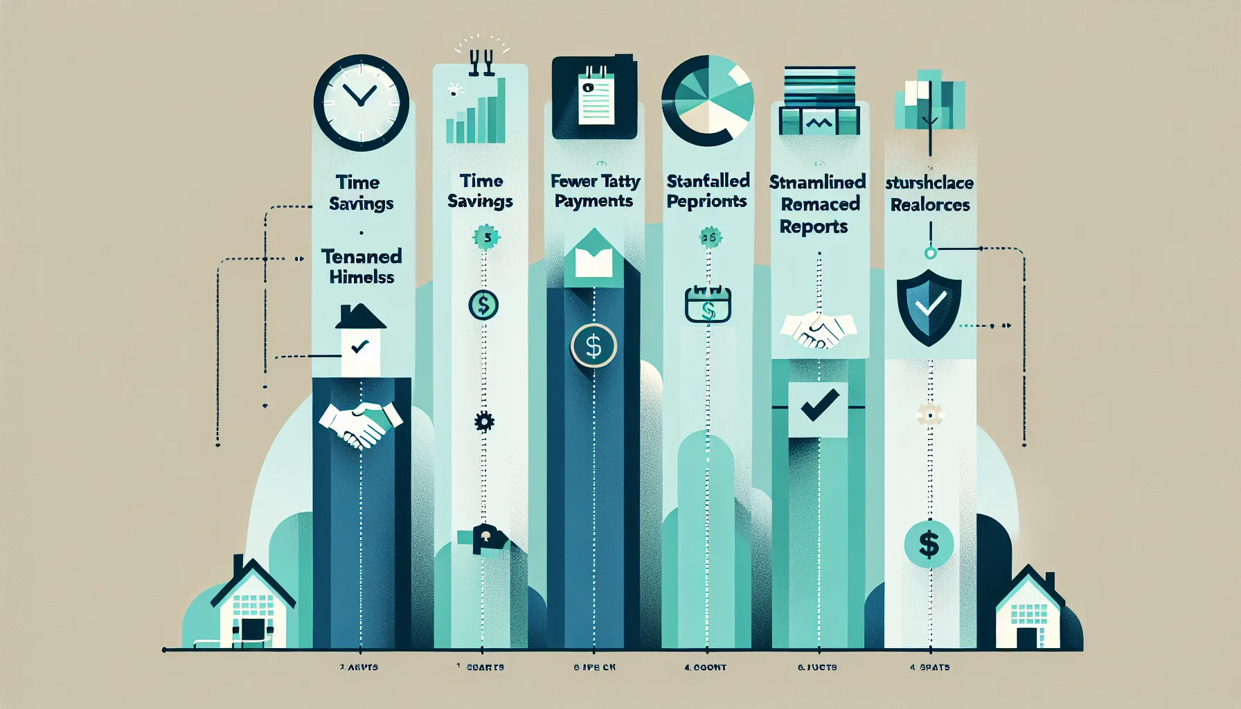 benefits of tenant management software shown as a five-part infographic
